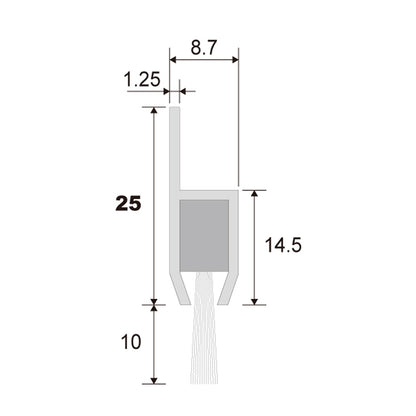 バーテック 防虫・防塵ブラシ バーストリップブラシ H810タイプ スタンダード H810-1000NY1BL 1個