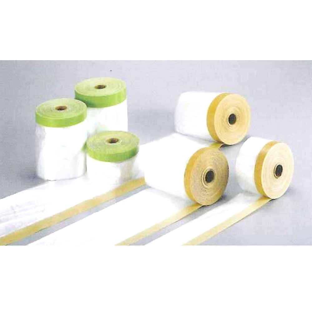 布マスキーNo.1 テープ付きフィルム ミニ ピンク 幅 300mm 25m巻 仕上寸法 60mm 1箱(60巻入)｜布マスカー