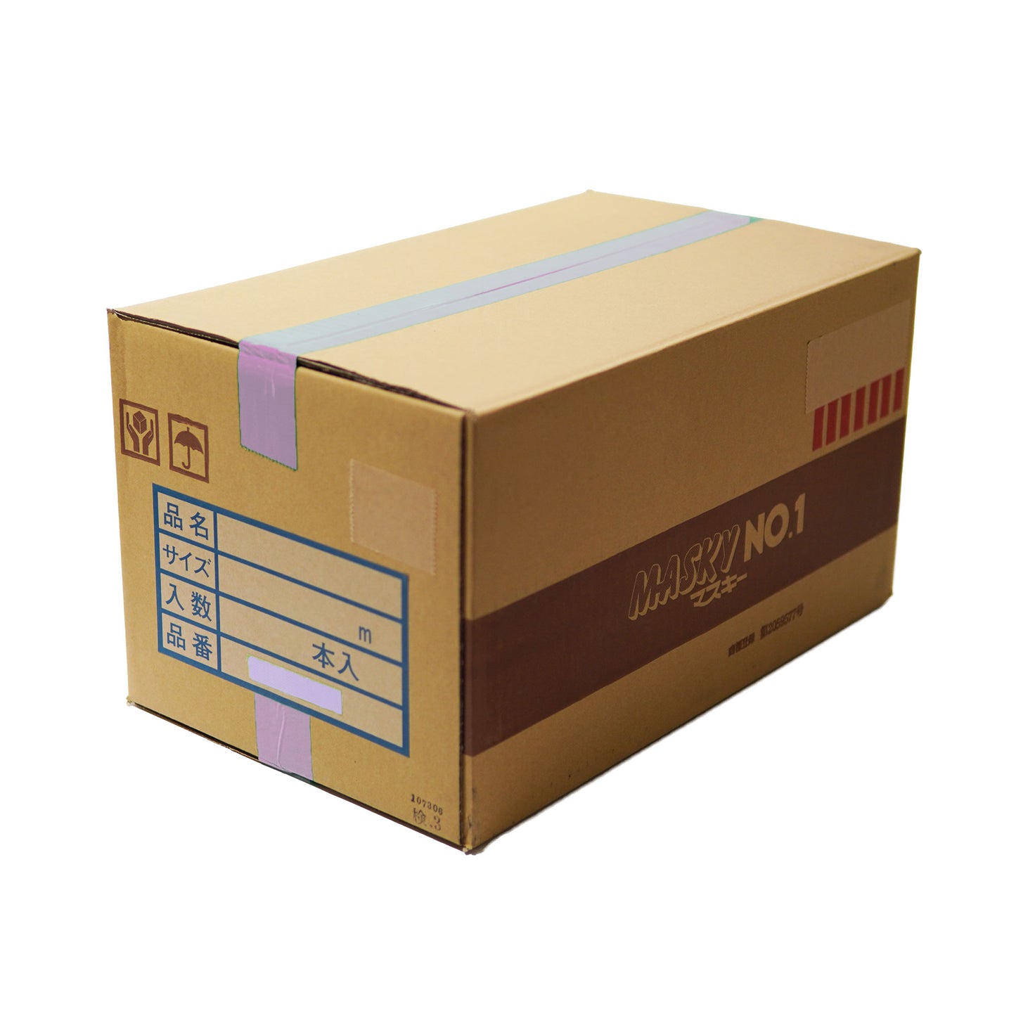 布マスキーNo.1 テープ付きフィルム ミニ ピンク 幅 300mm 25m巻 仕上寸法 60mm 1箱(60巻入)｜布マスカー